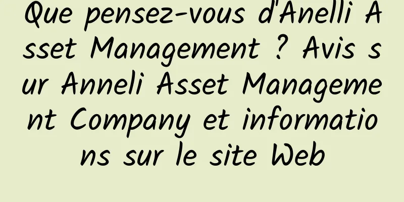 Que pensez-vous d'Anelli Asset Management ? Avis sur Anneli Asset Management Company et informations sur le site Web