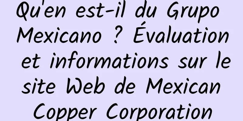 Qu'en est-il du Grupo Mexicano ? Évaluation et informations sur le site Web de Mexican Copper Corporation