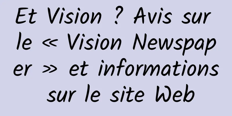 Et Vision ? Avis sur le « Vision Newspaper » et informations sur le site Web