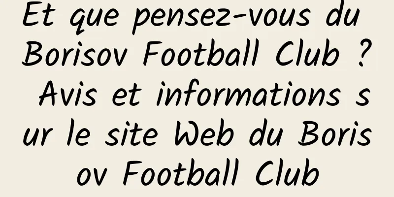 Et que pensez-vous du Borisov Football Club ? Avis et informations sur le site Web du Borisov Football Club
