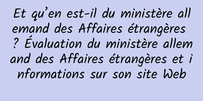 Et qu’en est-il du ministère allemand des Affaires étrangères ? Évaluation du ministère allemand des Affaires étrangères et informations sur son site Web