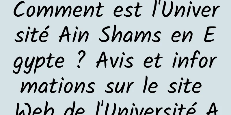 Comment est l'Université Ain Shams en Egypte ? Avis et informations sur le site Web de l'Université Ain Shams en Égypte