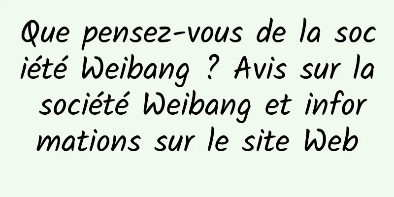 Que pensez-vous de la société Weibang ? Avis sur la société Weibang et informations sur le site Web