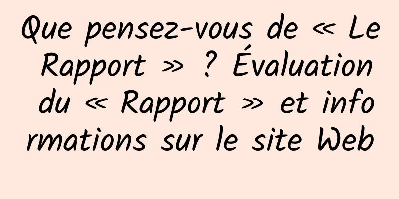 Que pensez-vous de « Le Rapport » ? Évaluation du « Rapport » et informations sur le site Web