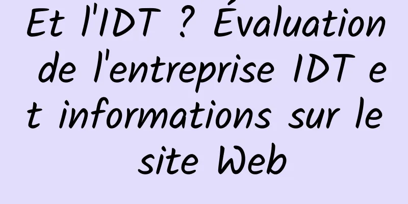 Et l'IDT ? Évaluation de l'entreprise IDT et informations sur le site Web