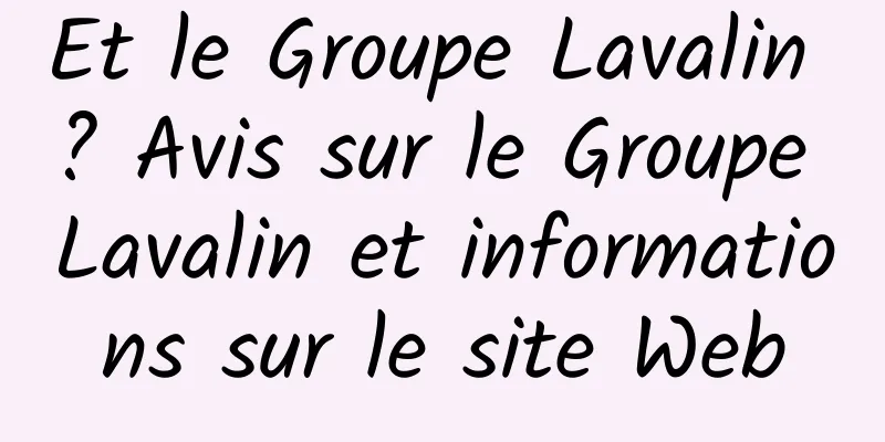 Et le Groupe Lavalin ? Avis sur le Groupe Lavalin et informations sur le site Web