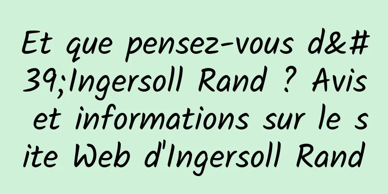 Et que pensez-vous d'Ingersoll Rand ? Avis et informations sur le site Web d'Ingersoll Rand