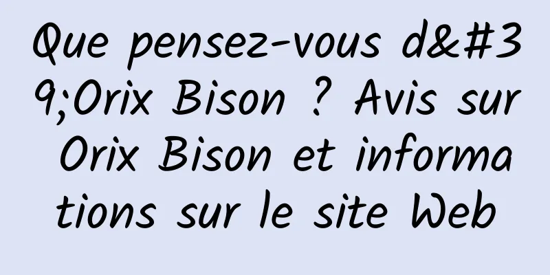 Que pensez-vous d'Orix Bison ? Avis sur Orix Bison et informations sur le site Web