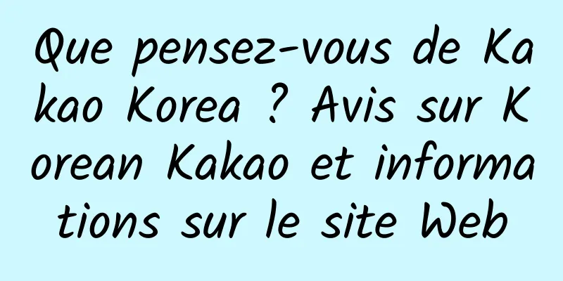 Que pensez-vous de Kakao Korea ? Avis sur Korean Kakao et informations sur le site Web