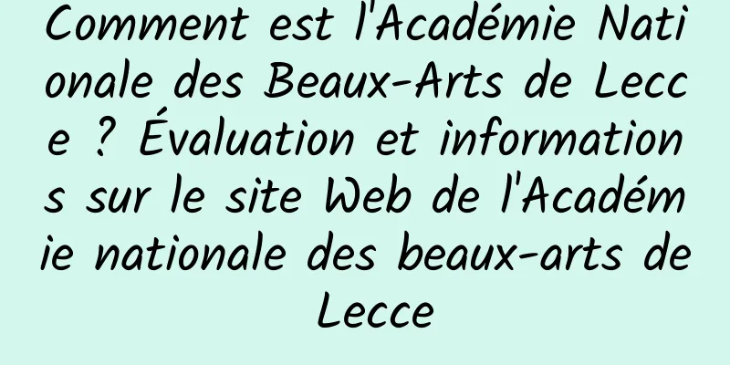 Comment est l'Académie Nationale des Beaux-Arts de Lecce ? Évaluation et informations sur le site Web de l'Académie nationale des beaux-arts de Lecce