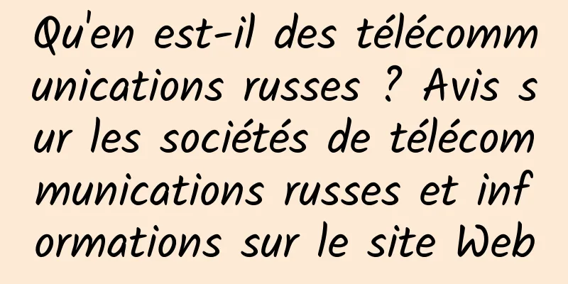 Qu'en est-il des télécommunications russes ? Avis sur les sociétés de télécommunications russes et informations sur le site Web