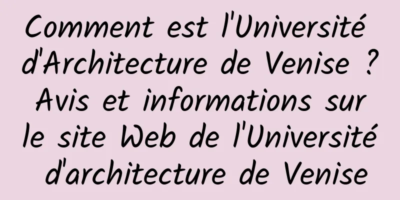 Comment est l'Université d'Architecture de Venise ? Avis et informations sur le site Web de l'Université d'architecture de Venise