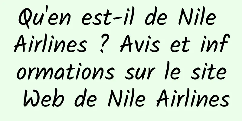 Qu'en est-il de Nile Airlines ? Avis et informations sur le site Web de Nile Airlines