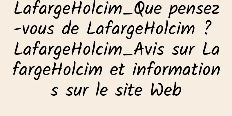 LafargeHolcim_Que pensez-vous de LafargeHolcim ? LafargeHolcim_Avis sur LafargeHolcim et informations sur le site Web