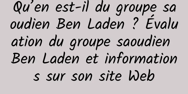 Qu’en est-il du groupe saoudien Ben Laden ? Évaluation du groupe saoudien Ben Laden et informations sur son site Web