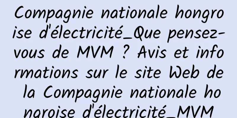 Compagnie nationale hongroise d'électricité_Que pensez-vous de MVM ? Avis et informations sur le site Web de la Compagnie nationale hongroise d'électricité_MVM