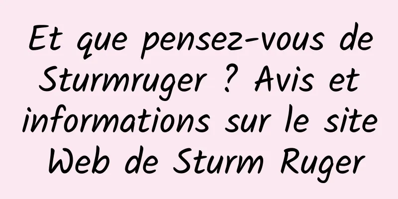 Et que pensez-vous de Sturmruger ? Avis et informations sur le site Web de Sturm Ruger