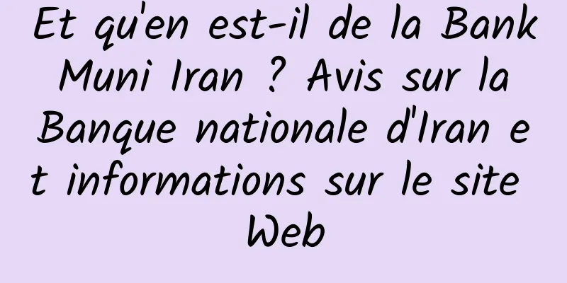 Et qu'en est-il de la Bank Muni Iran ? Avis sur la Banque nationale d'Iran et informations sur le site Web