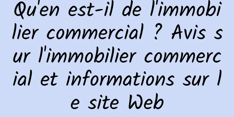 Qu'en est-il de l'immobilier commercial ? Avis sur l'immobilier commercial et informations sur le site Web
