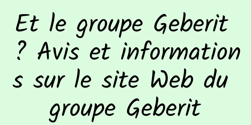Et le groupe Geberit ? Avis et informations sur le site Web du groupe Geberit
