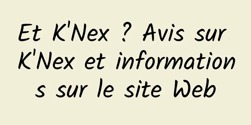Et K'Nex ? Avis sur K'Nex et informations sur le site Web