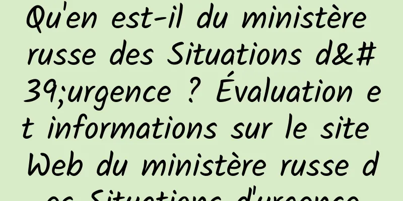 Qu'en est-il du ministère russe des Situations d'urgence ? Évaluation et informations sur le site Web du ministère russe des Situations d'urgence