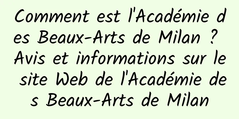 Comment est l'Académie des Beaux-Arts de Milan ? Avis et informations sur le site Web de l'Académie des Beaux-Arts de Milan