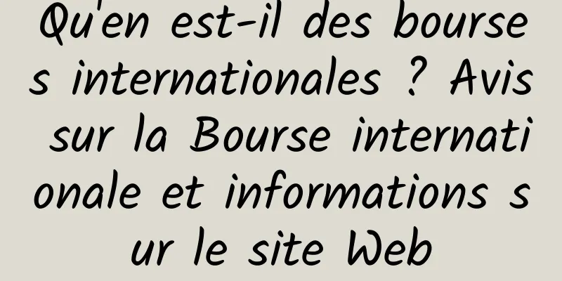Qu'en est-il des bourses internationales ? Avis sur la Bourse internationale et informations sur le site Web