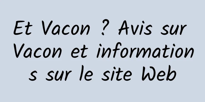 Et Vacon ? Avis sur Vacon et informations sur le site Web