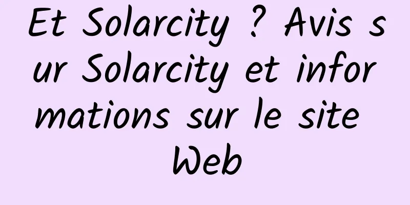 Et Solarcity ? Avis sur Solarcity et informations sur le site Web