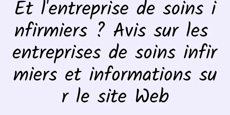 Et l'entreprise de soins infirmiers ? Avis sur les entreprises de soins infirmiers et informations sur le site Web