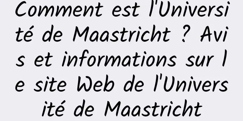 Comment est l'Université de Maastricht ? Avis et informations sur le site Web de l'Université de Maastricht
