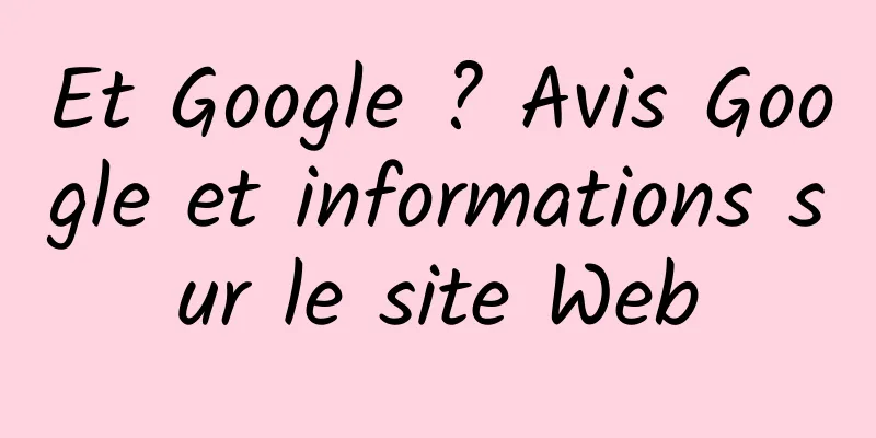 Et Google ? Avis Google et informations sur le site Web