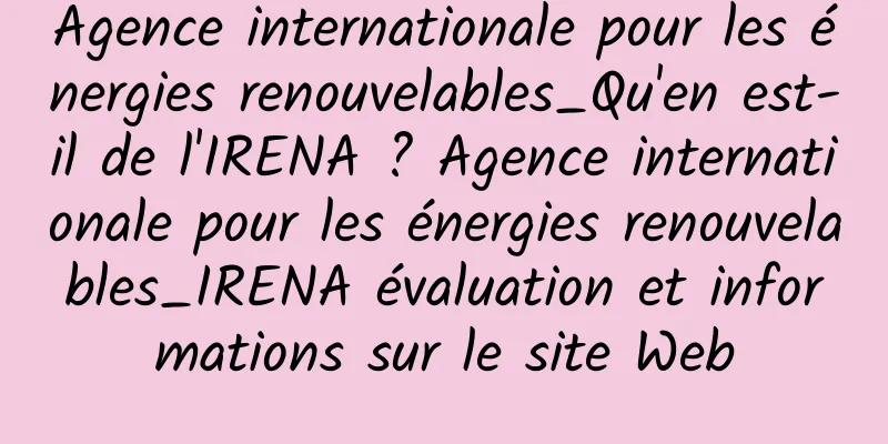 Agence internationale pour les énergies renouvelables_Qu'en est-il de l'IRENA ? Agence internationale pour les énergies renouvelables_IRENA évaluation et informations sur le site Web