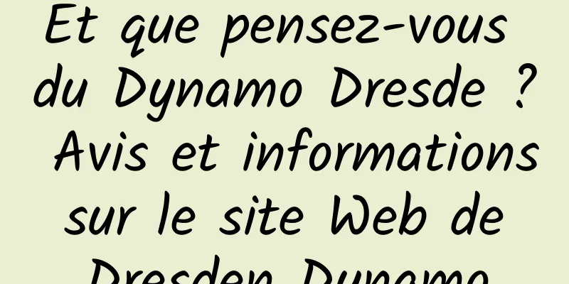 Et que pensez-vous du Dynamo Dresde ? Avis et informations sur le site Web de Dresden Dynamo