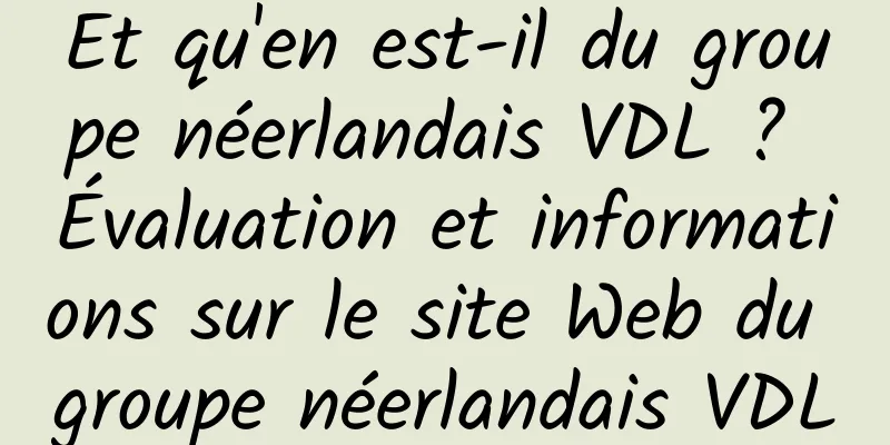 Et qu'en est-il du groupe néerlandais VDL ? Évaluation et informations sur le site Web du groupe néerlandais VDL