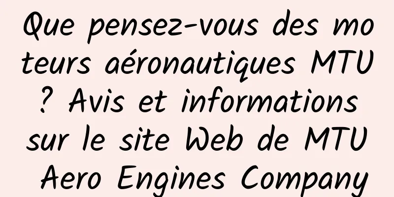 Que pensez-vous des moteurs aéronautiques MTU ? Avis et informations sur le site Web de MTU Aero Engines Company