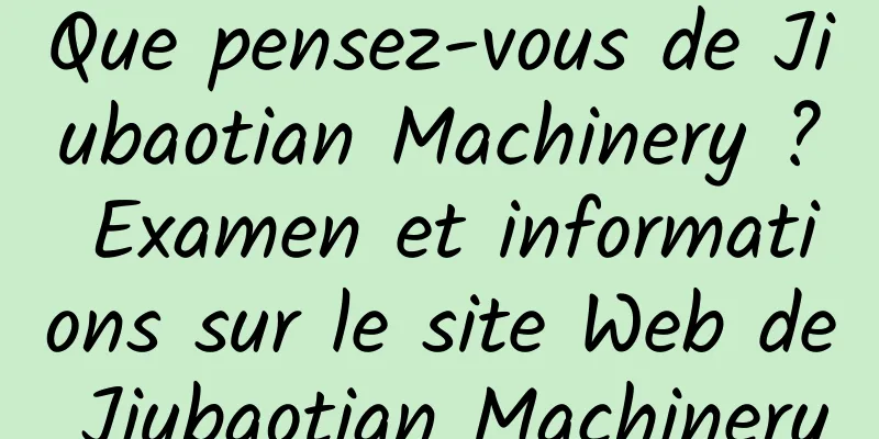 Que pensez-vous de Jiubaotian Machinery ? Examen et informations sur le site Web de Jiubaotian Machinery