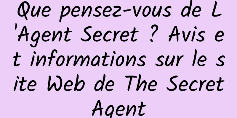 Que pensez-vous de L'Agent Secret ? Avis et informations sur le site Web de The Secret Agent 