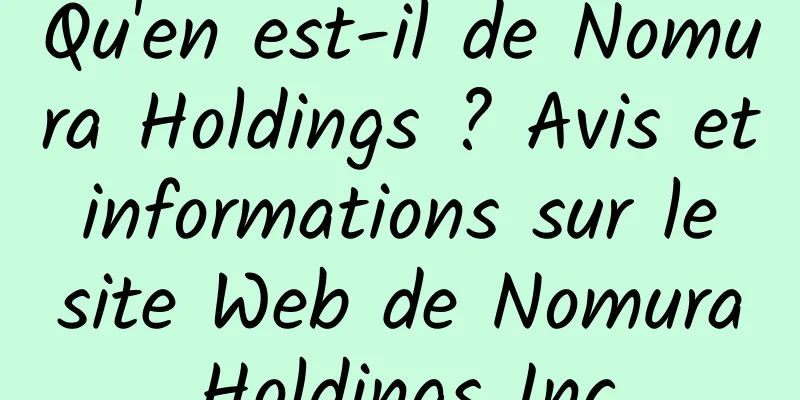 Qu'en est-il de Nomura Holdings ? Avis et informations sur le site Web de Nomura Holdings Inc.