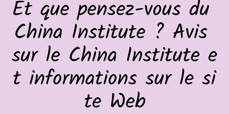 Et que pensez-vous du China Institute ? Avis sur le China Institute et informations sur le site Web