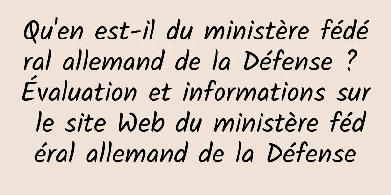 Qu'en est-il du ministère fédéral allemand de la Défense ? Évaluation et informations sur le site Web du ministère fédéral allemand de la Défense