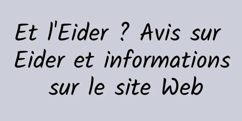 Et l'Eider ? Avis sur Eider et informations sur le site Web