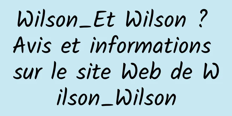 Wilson_Et Wilson ? Avis et informations sur le site Web de Wilson_Wilson