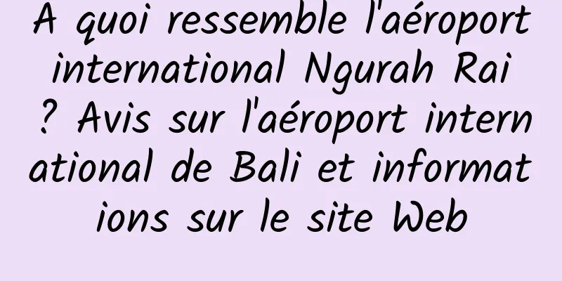 À quoi ressemble l'aéroport international Ngurah Rai ? Avis sur l'aéroport international de Bali et informations sur le site Web