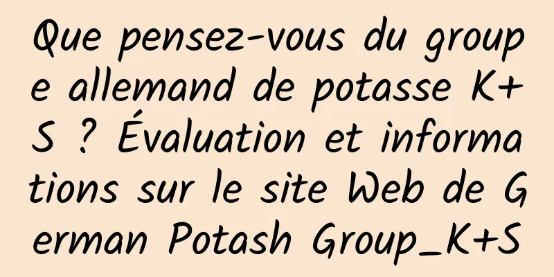 Que pensez-vous du groupe allemand de potasse K+S ? Évaluation et informations sur le site Web de German Potash Group_K+S