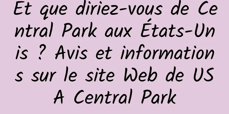 Et que diriez-vous de Central Park aux États-Unis ? Avis et informations sur le site Web de USA Central Park