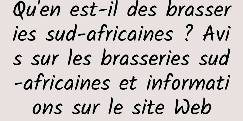 Qu'en est-il des brasseries sud-africaines ? Avis sur les brasseries sud-africaines et informations sur le site Web