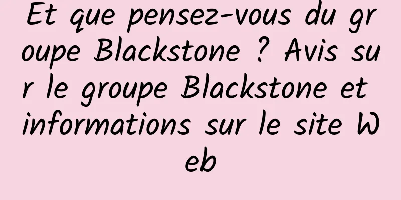 Et que pensez-vous du groupe Blackstone ? Avis sur le groupe Blackstone et informations sur le site Web