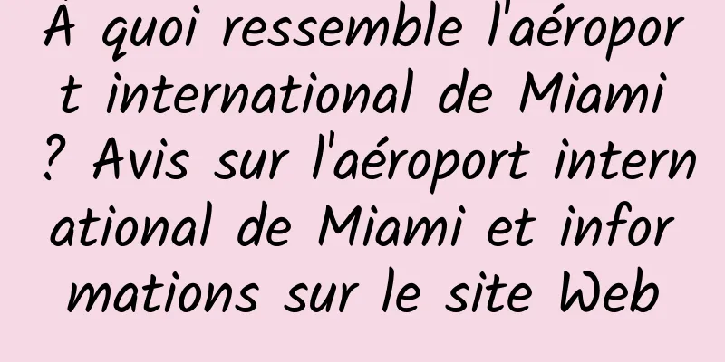 À quoi ressemble l'aéroport international de Miami ? Avis sur l'aéroport international de Miami et informations sur le site Web